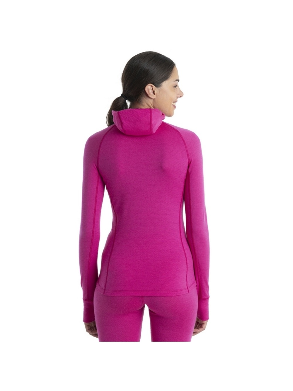 Icebreaker Women’s Cowl-Neck Sweater in Bright Pink